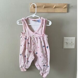 6/9M pink & white gingham romper
